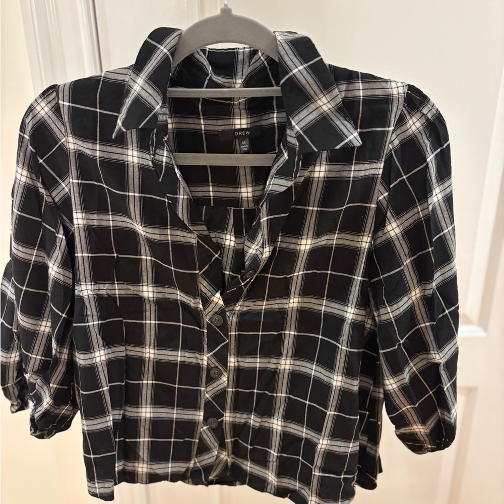 DREW Black and White Checkered Button Down Shirt
